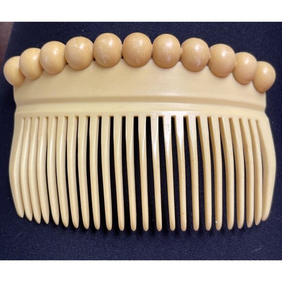 Vintage Unique Decorative Ball Accents Side Hair Comb Yellow main image 7